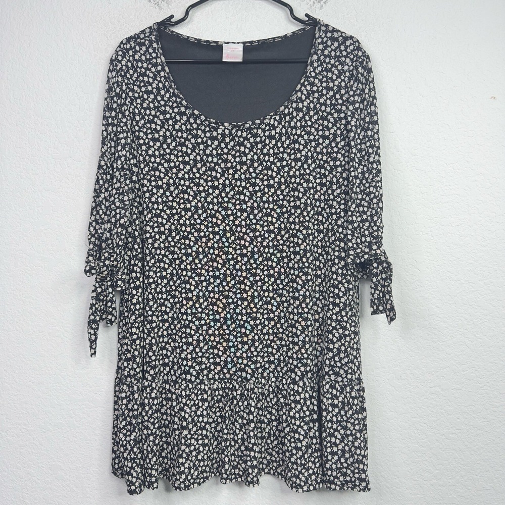 Luna Shirt Womens 2X Floral Dark Romantic Fairy Cottagecore Flowy Tiered Tunic